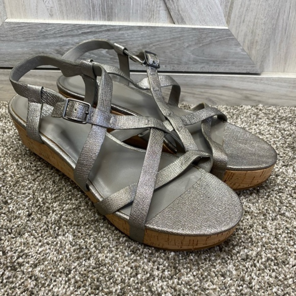 Eileen Fisher “Array” Strappy Cork Wedge Sandal 8 - image 5